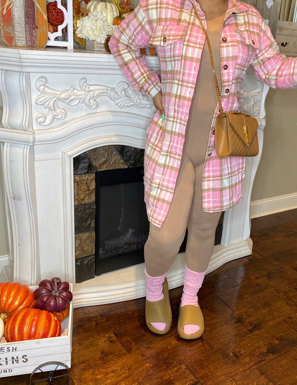 Adult Full Length Pink Flannel